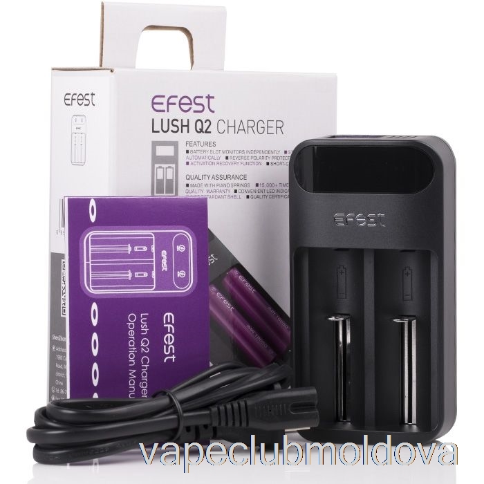 Vape Mod Efest Lush Q2 încărcător Inteligent De Baterie Cu LED-uri Cu 2 Compartimente