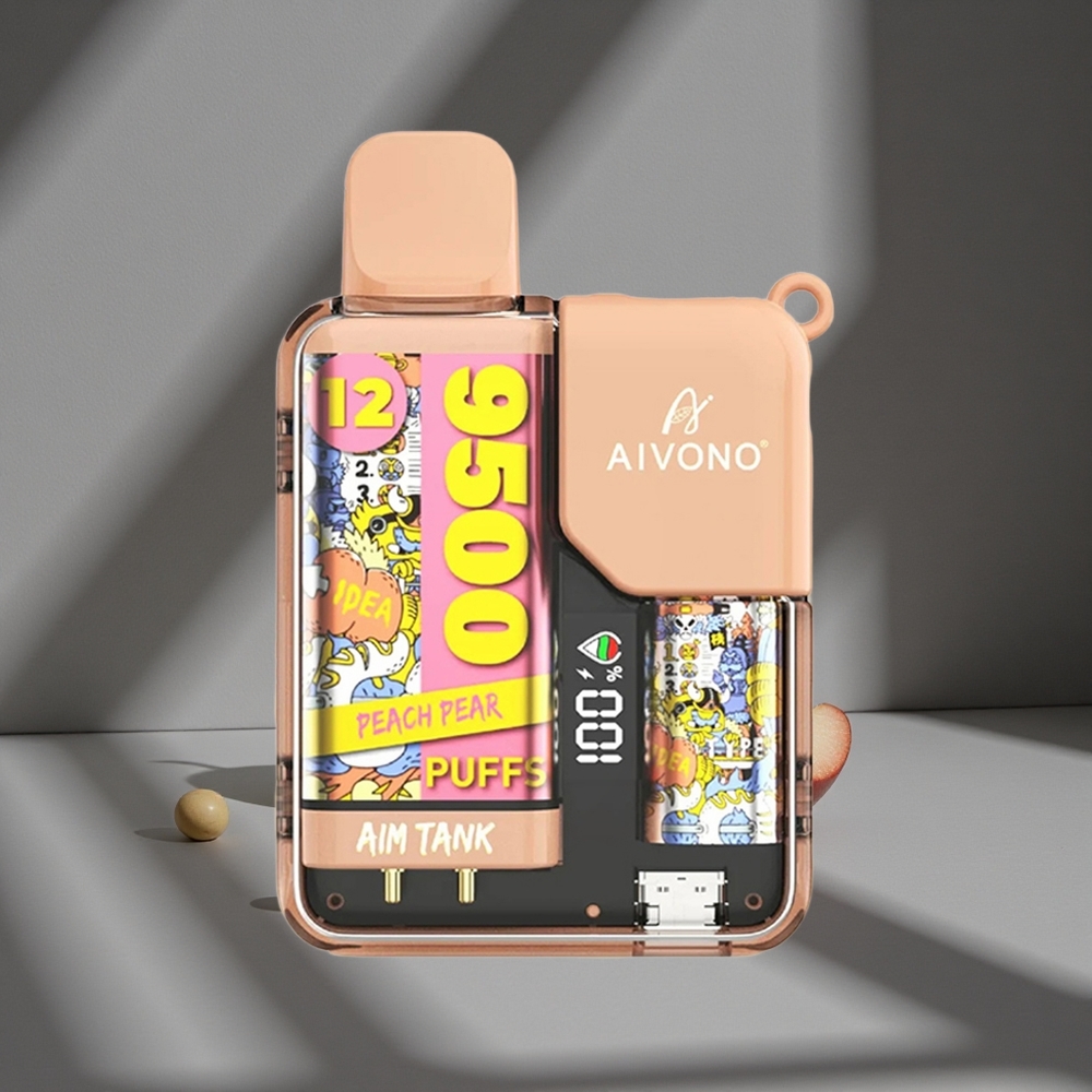 Aivono AIM-TANK 9500 Pufuri Pere Piersică 18ml Capacitate Lichid 1.2ohm Bobină Mesh