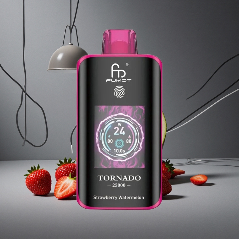Fumot Tornado 25000 Pufuri Capsuni Pepene Verde Ecran HD Baterie Reîncărcabilă 700mAh