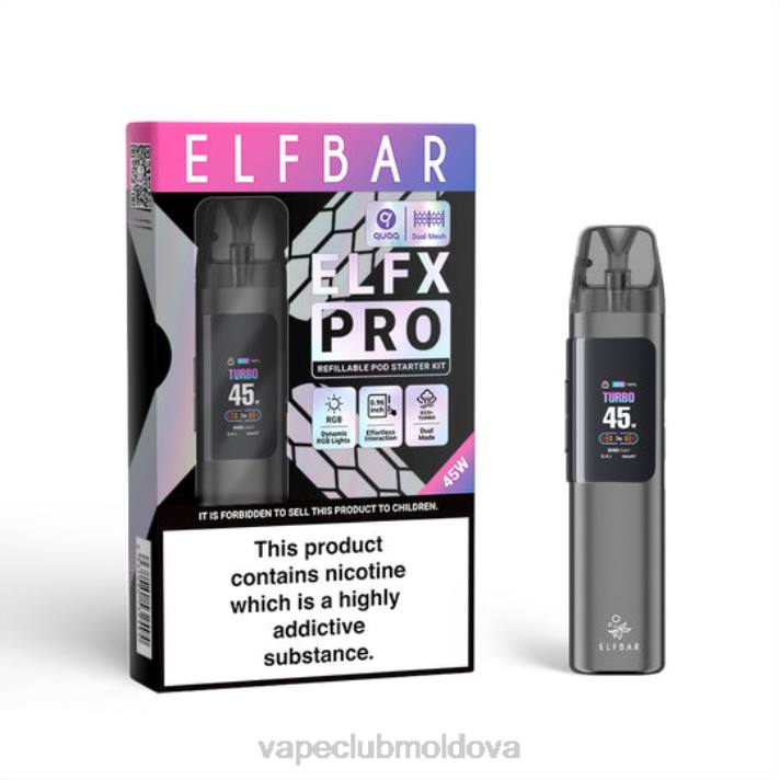 ELFBAR ELFX Pro Deschideți dispozitiv de pod gri 66J23 Vape Pod Kit