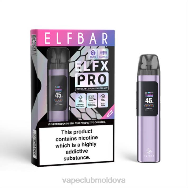 ELFBAR ELFX Pro Deschideți dispozitiv de pod violet 66J22 Vape Mod