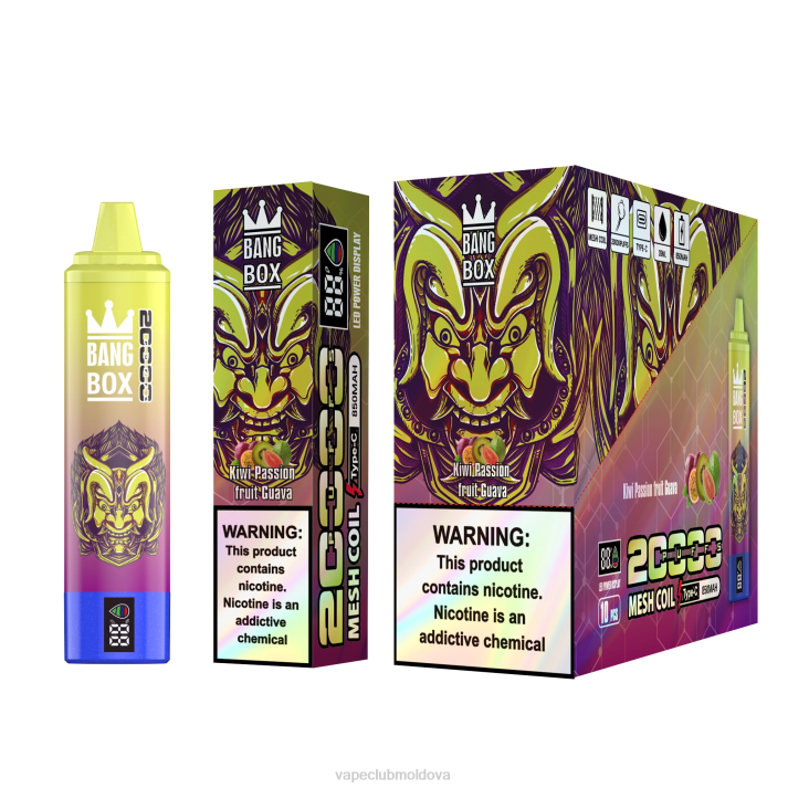 Disposable Vape Moldova 6LLL50 Bang Box Ecran inteligent de 20000 puf kiwi guava fructul pasiunii