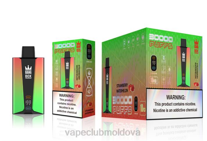 Disposable Vape Moldova 6LLL75 Bang Box Ecran inteligent de 30000 de pufături pepene verde de căpșuni