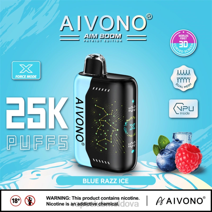 Disposable Vape Moldova B20N345 Aivono AIM BOOM 25000 gheață albastră