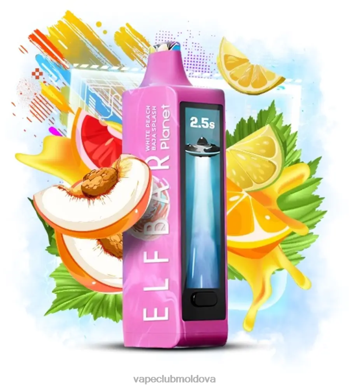 Disposable Vape Moldova XH4J020 Elf Bar Planet 25000 stropire de baja de piersici albe
