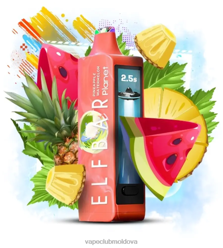 Disposable Vape Moldova XH4J025 Elf Bar Planet 25000 ananas pepene verde