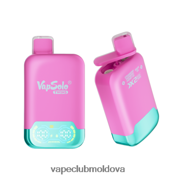 Disposable Vape Moldova Z8Z8R0145 Vapsolo TWINS vapa de unică folosință gheață de căpșuni, zmeură, cireș și gheață de struguri