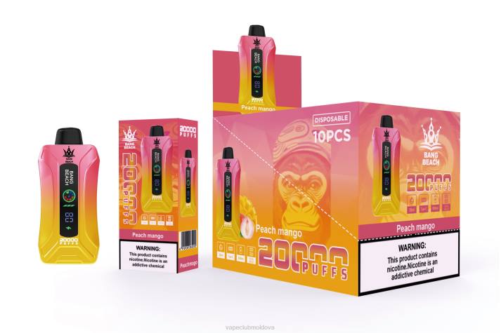 Vape Mod 6LLL2 Bang Beach 20.000 de pufuri de vaporizare cu ecran inteligent piersici mango
