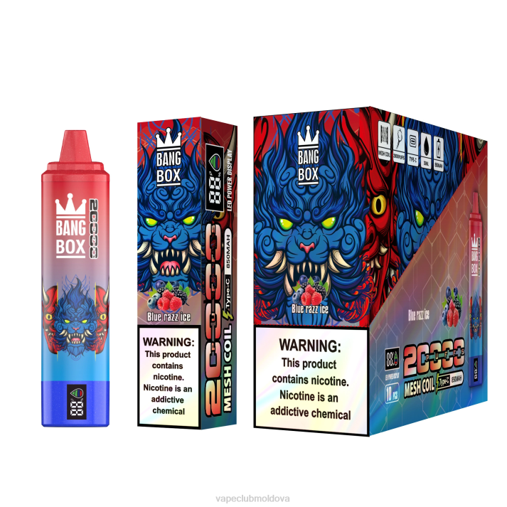 Vape Moldova 6LLL59 Bang Box Ecran inteligent de 20000 puf gheață albastră