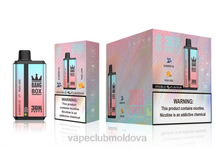 Vape Pod Kit 6LLL63 Bang Box 30000 de pufuri cu arome duble gheață de afine și suc de piersici