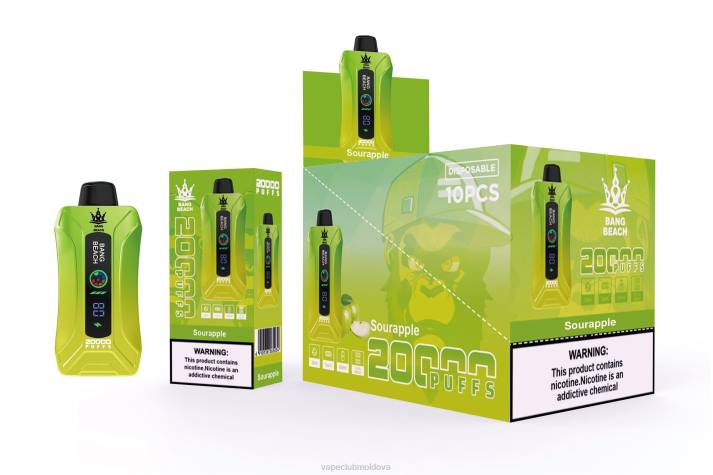 Vape Shop Chisinau 6LLL1 Bang Beach 20.000 de pufuri de vaporizare cu ecran inteligent măr acru