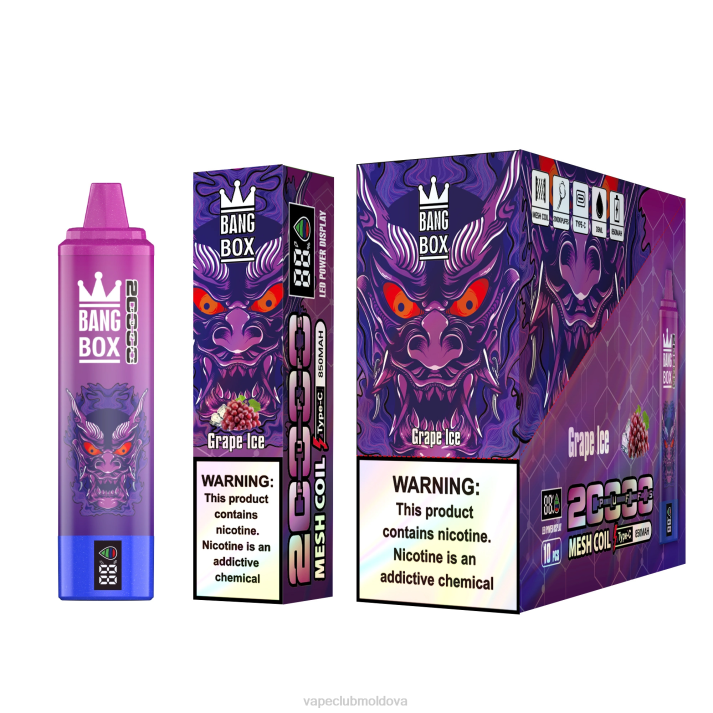 Vape Shop Chisinau 6LLL61 Bang Box Ecran inteligent de 20000 puf gheață de struguri