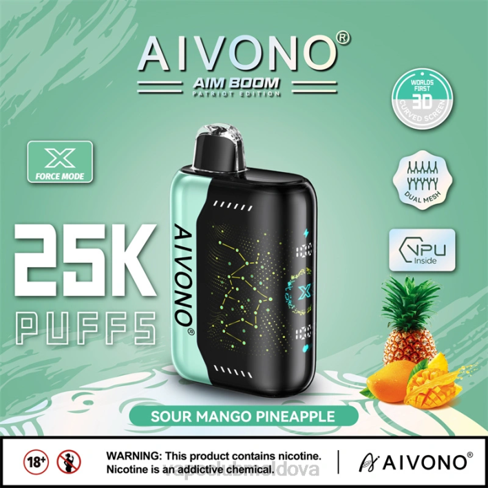 Vape Shop Chisinau B20N351 Aivono AIM BOOM 25000 ananas mango acru