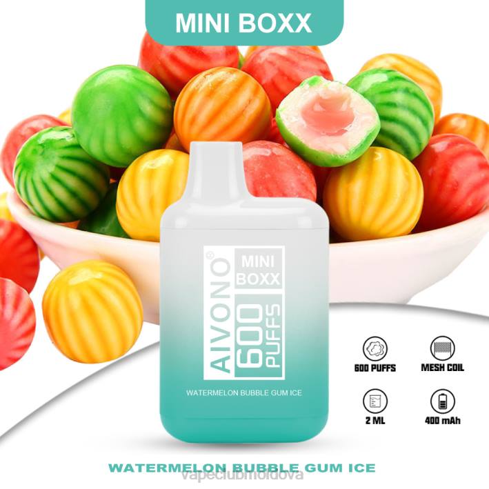 Disposable Vape Moldova B20N235 Aivono AIM MINI BOXX 600 gheață de gumă pepene verde