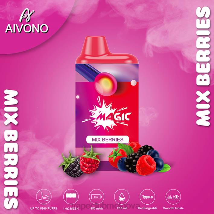 Disposable Vape Moldova B20N100 Aivono AIM MAGIC 5800 țigară cutie de gură amestecați fructele de pădure