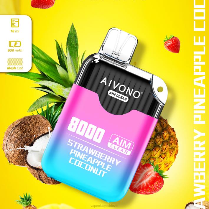 Vape Mod B20N207 Aivono AIM CLEAR 8000 capsuni ananas nuca de cocos