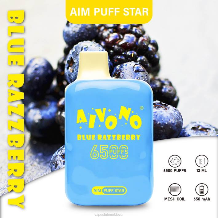 Vape Mod B20N292 Aivono AIM PUFF STAR 6500 razzberry albastru