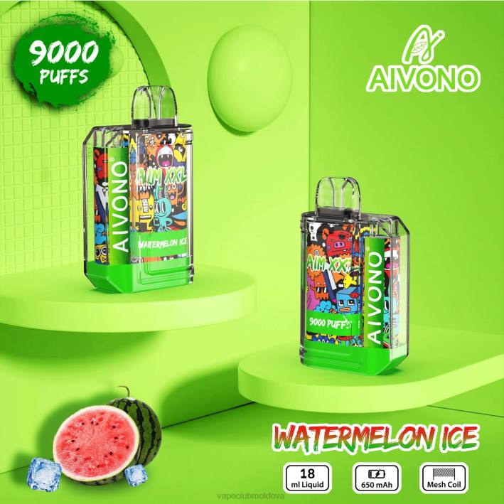 Vape Pod Kit B20N48 Aivono AIM XXL 9000 autocolant gura transparent gheata de pepene verde