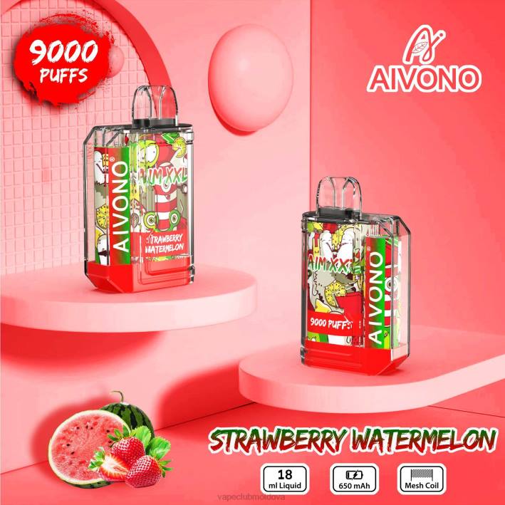 Vape Pod Kit B20N53 Aivono AIM XXL 9000 autocolant gura transparent pepene verde căpșuni