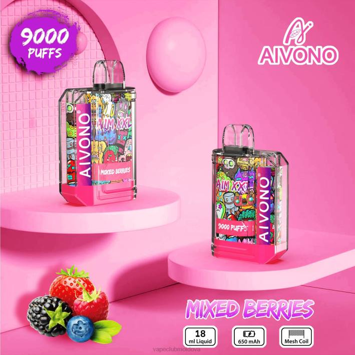 Vape Shop Chisinau B20N51 Aivono AIM XXL 9000 autocolant gura transparent fructe de padure amestecate