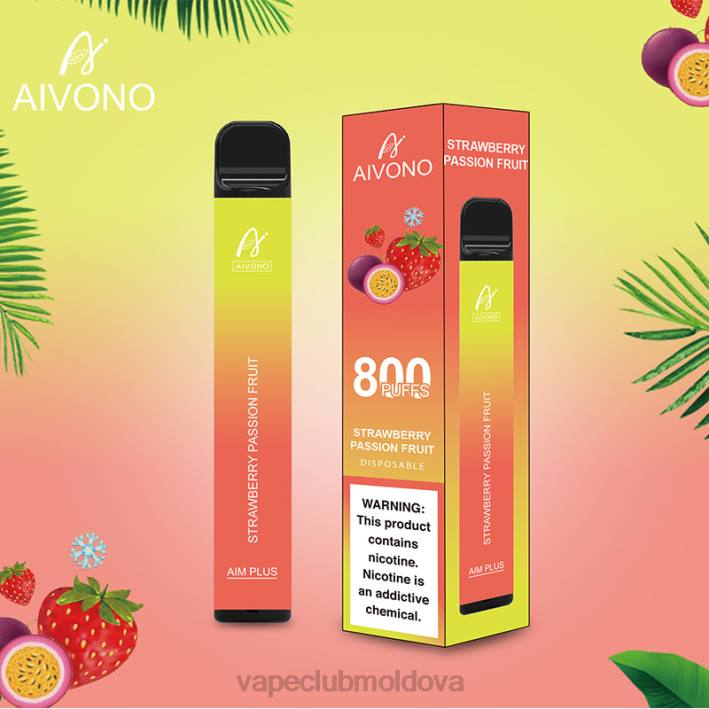 Disposable Vape Moldova B20N195 Aivono AIM PLUS 800 fructul pasiunii de căpșuni