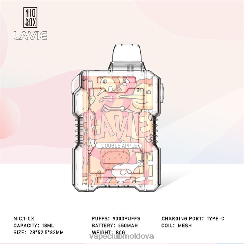 Disposable Vape Moldova 80H82195 LAVIE NIO BOX 9000 pufuri măr dublu