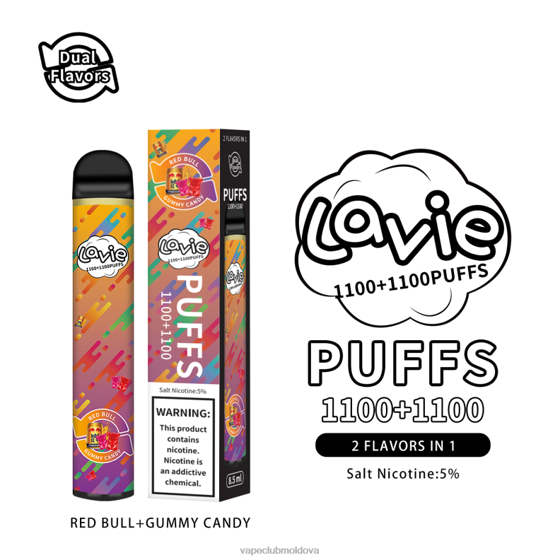 Vape Moldova 80H82299 LAVIE BAR Switch 2200 pufuri Red Bull/bomboană gummy